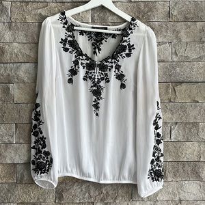 WHBM white sheer blouse